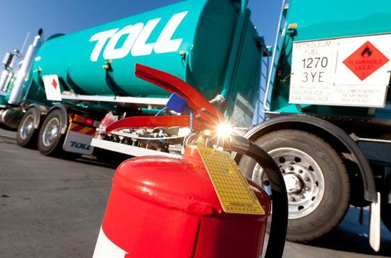 Toll tanker and fire extinguisher